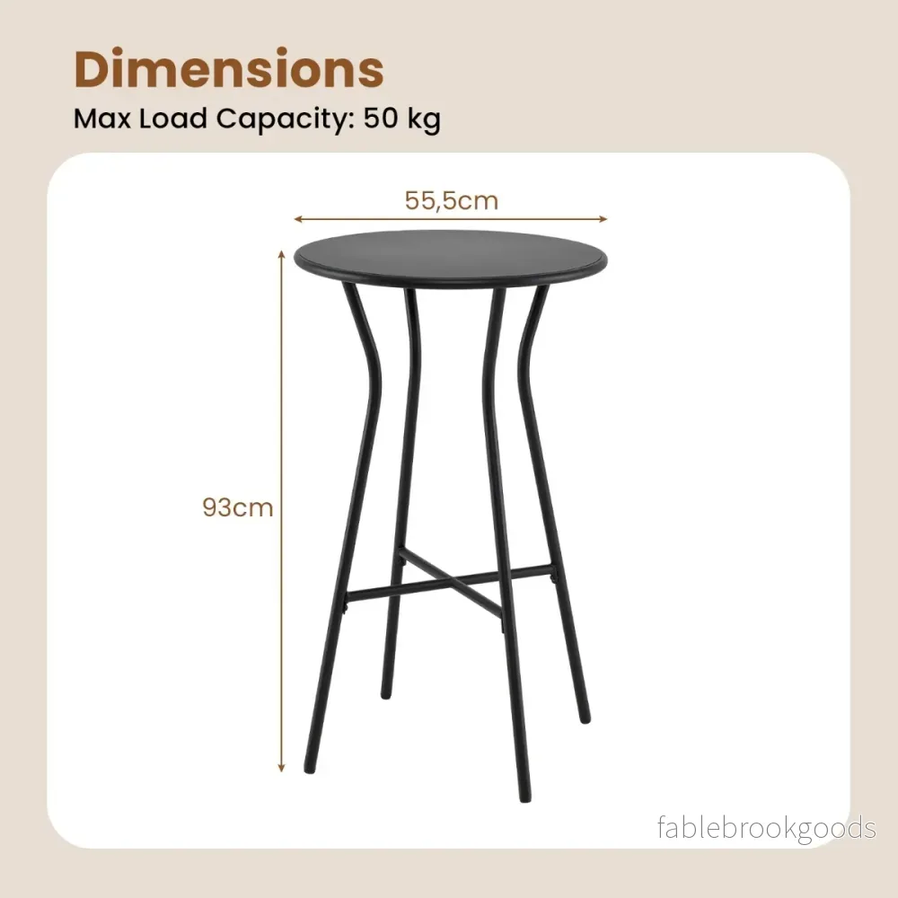 Runt – Utomhus Bistrobord Med Robust Metallram Och Justerbara Fötter – Svart - Bild 2