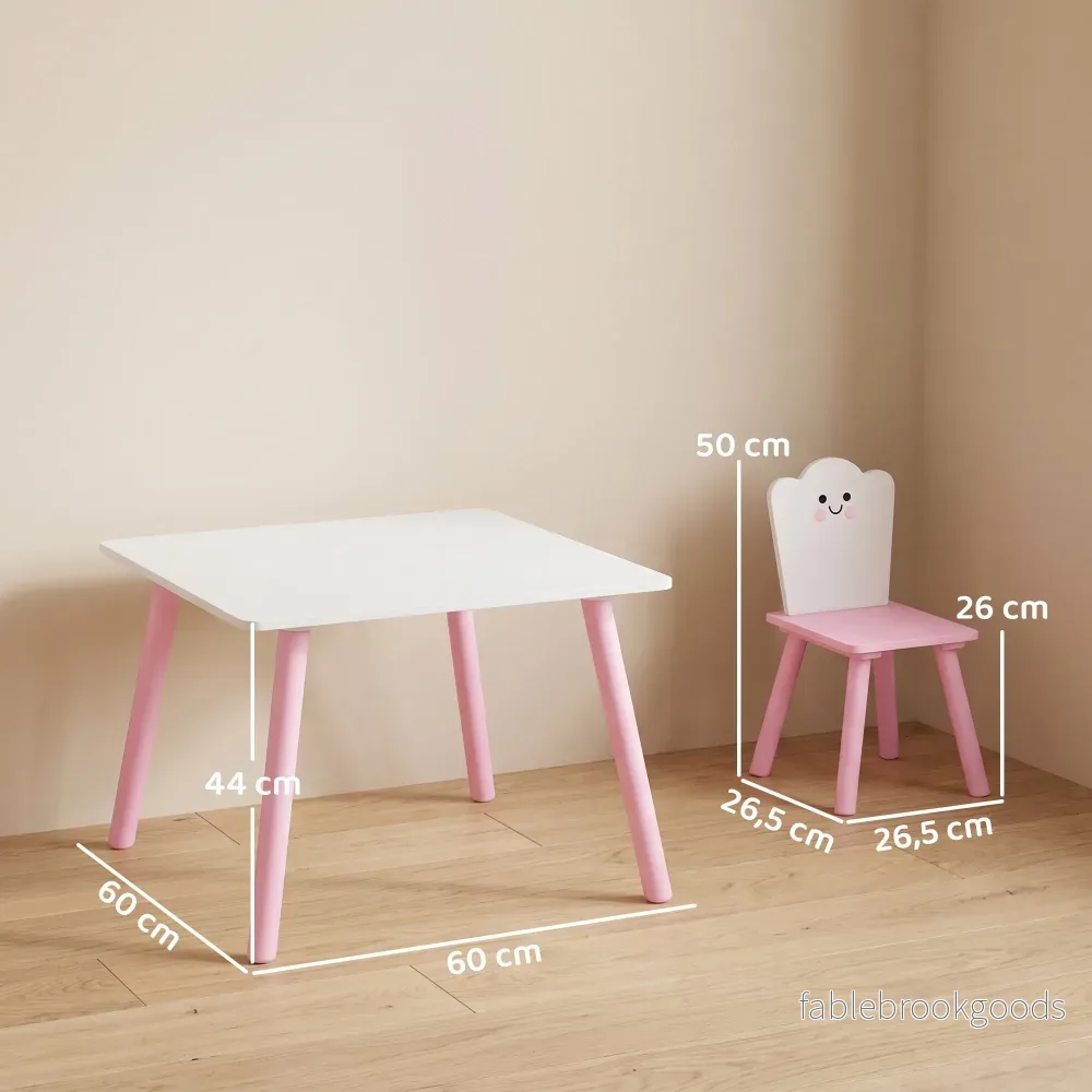 Barnbord och stolsset, 3 delar, rosa och vit - Bild 3