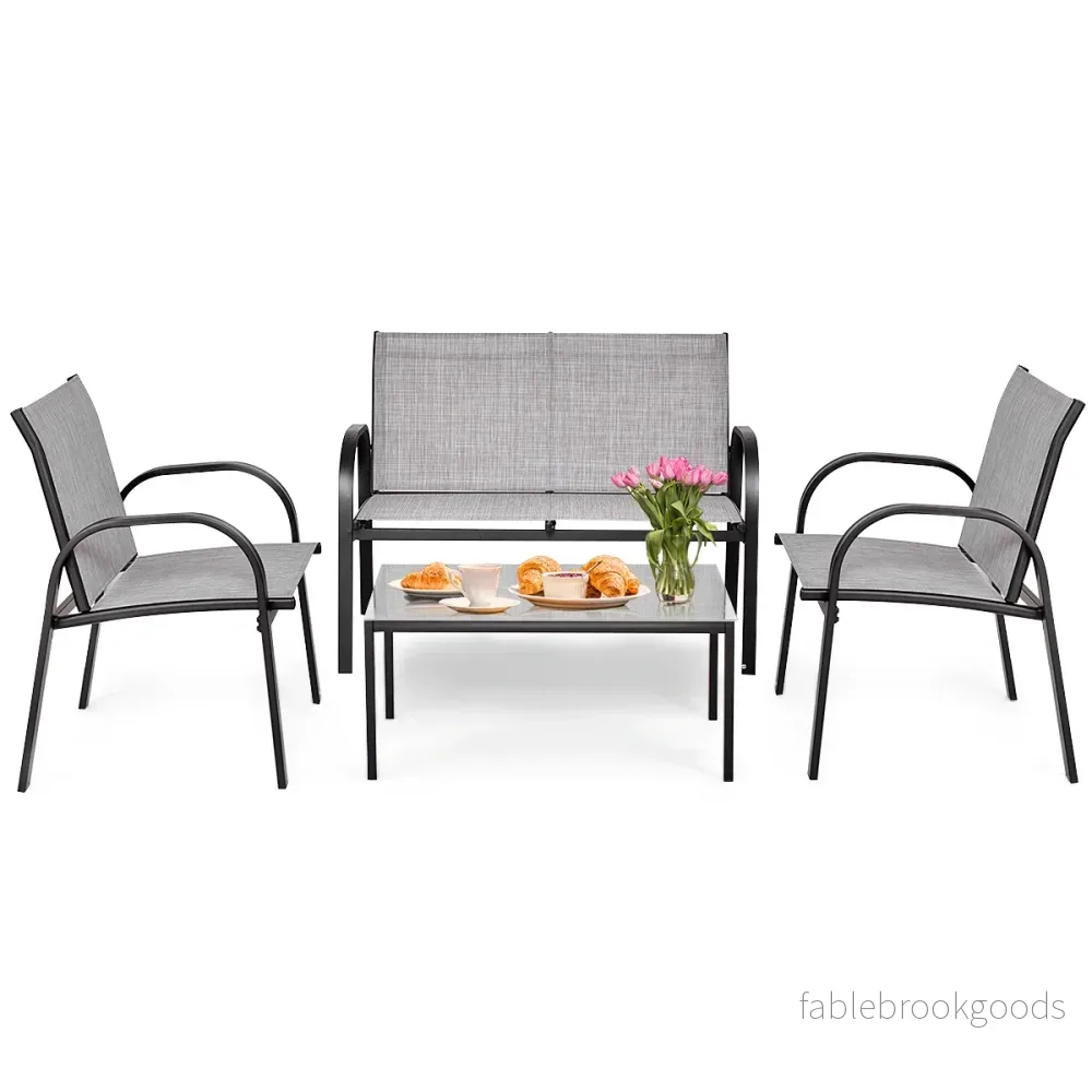 delat – utemöbler set balkong terrass trädgårdsmöbler – 4 – Grå - Bild 3
