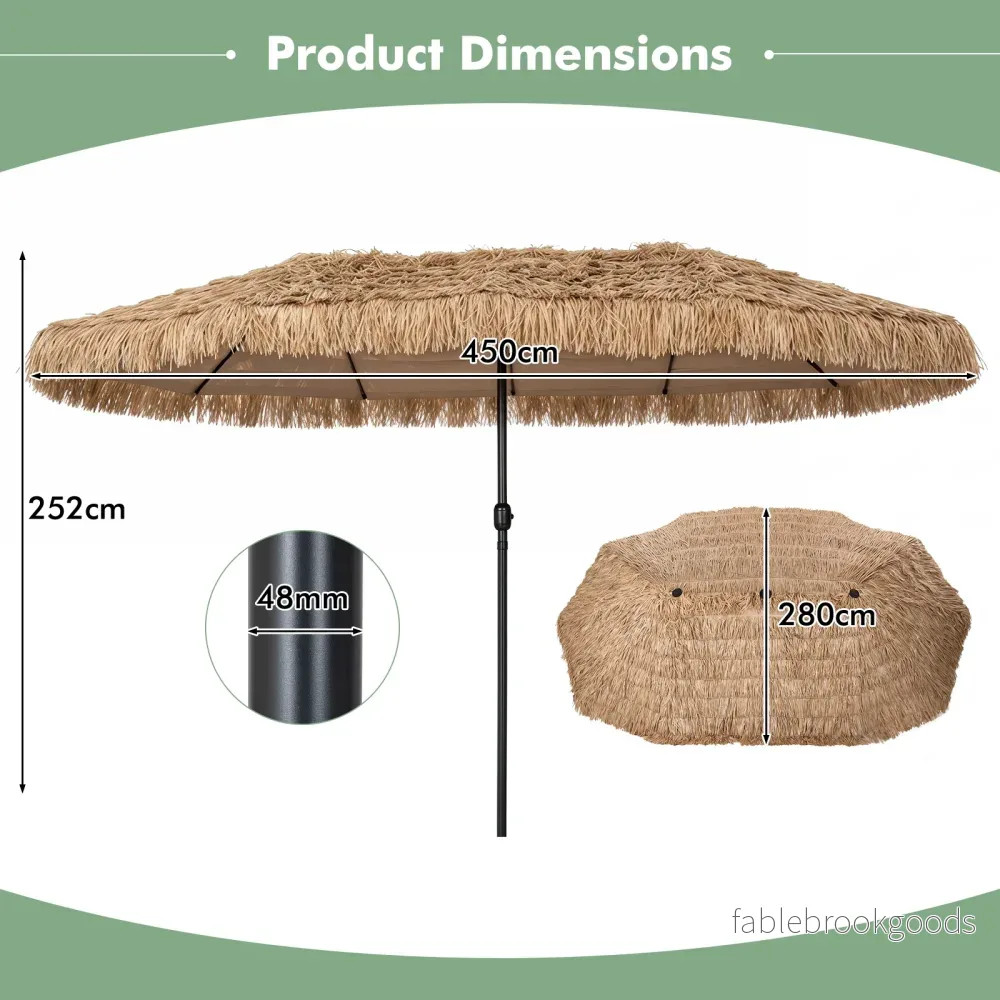 Hawaii – parasoll, med vev och metallribbor – 12 450 cm – Brun - Bild 2
