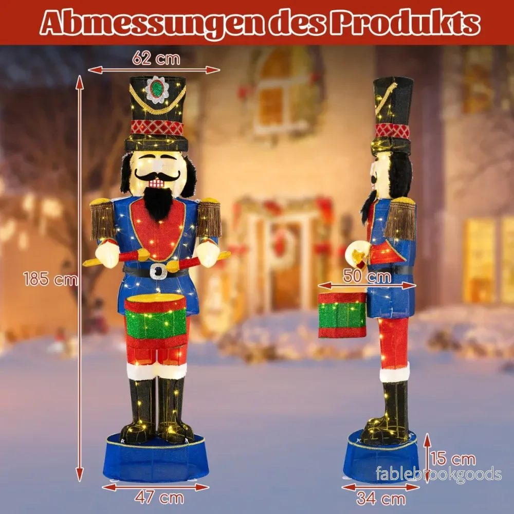 Jul – Nötknäckare Figur stor belyst juldekoration XXL – 185 cm – Färgglad - Bild 2
