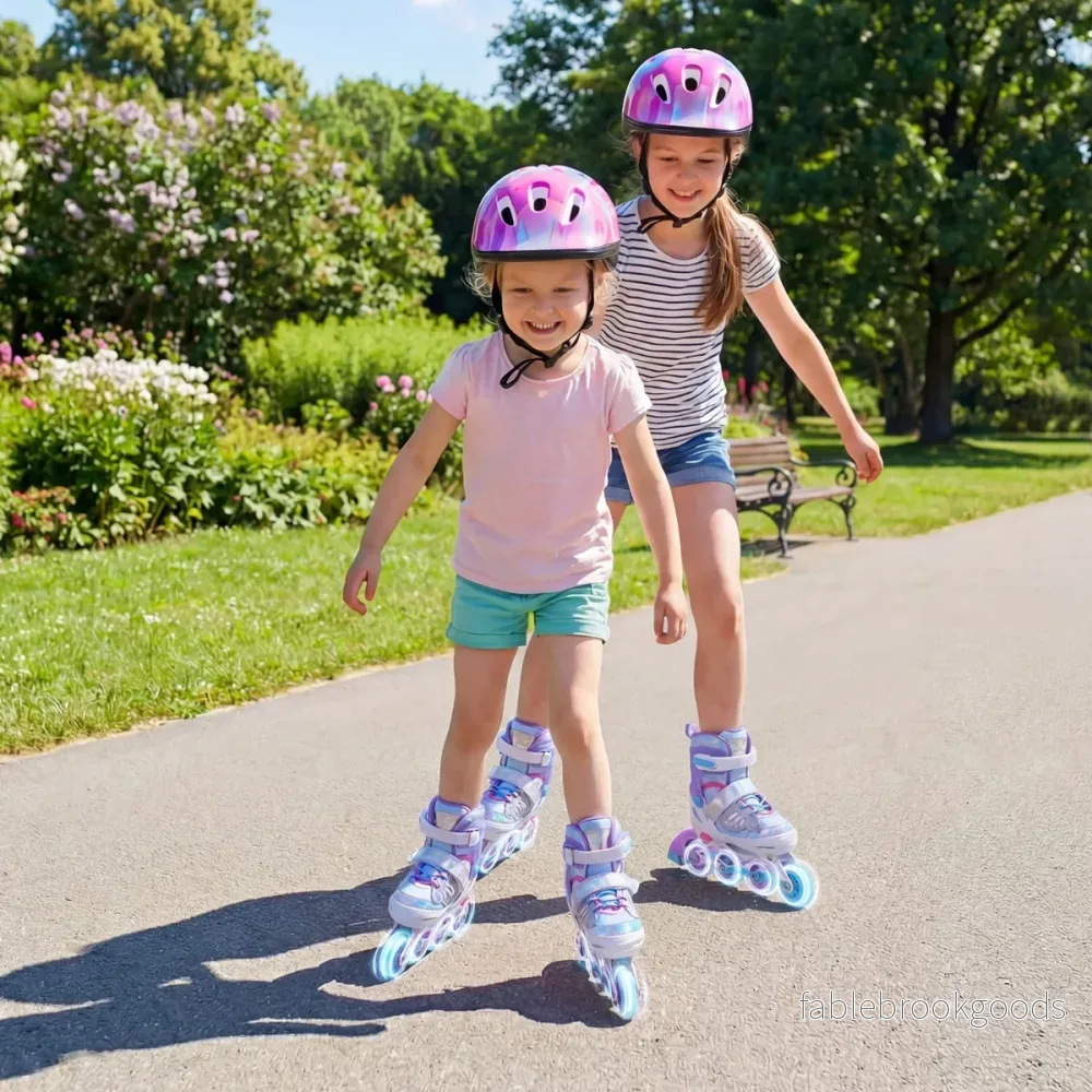 Inlineskor – För Barn Skater Storlekar Justerbara Med Lysande Hjul M – 4 – Blå - Bild 2