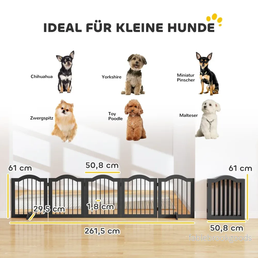 Fristående hundgrind, hopfällbar, 5 paneler, svart, 261,5x29,5x61 cm - Bild 3