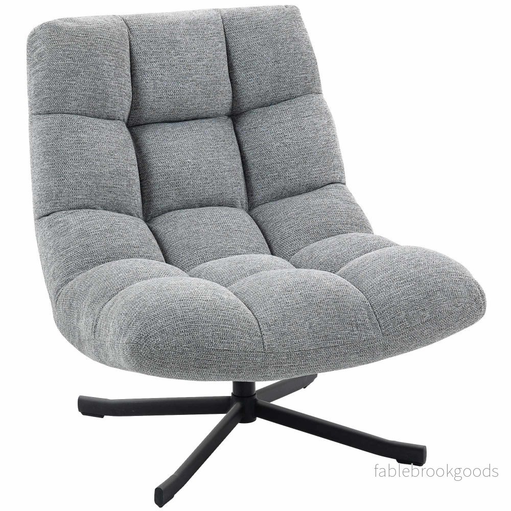 Snurrfåtölj, armlös bred sits, grå chenille