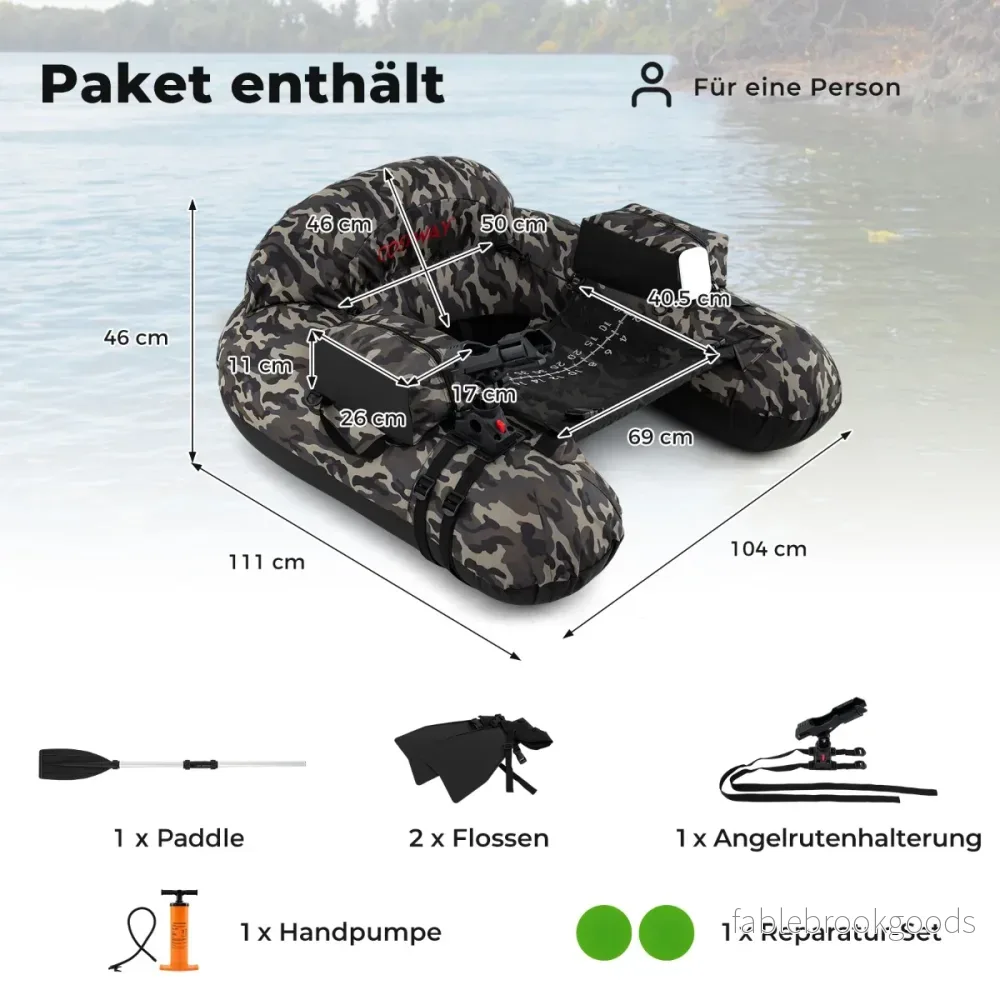 Uppblåsbart – gummibåt fiskebåt med justerbar fiskespöhållare fiskekrokstator aluminium paddlar och fenor kamouflagefärger – Kamouflage - Bild 2