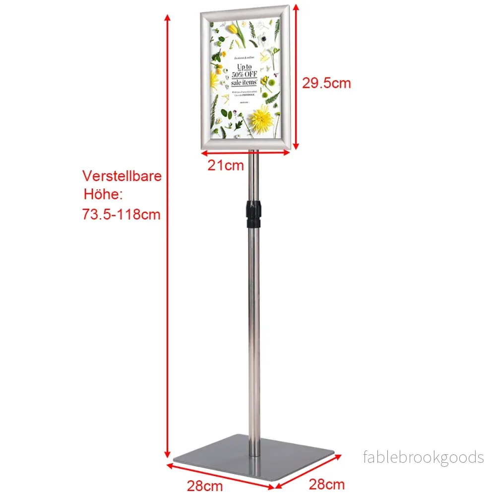 A4 – informationsställ, pack stående presentationsställ med tyngd i basen Robust metallram – 2 – Silver - Bild 2