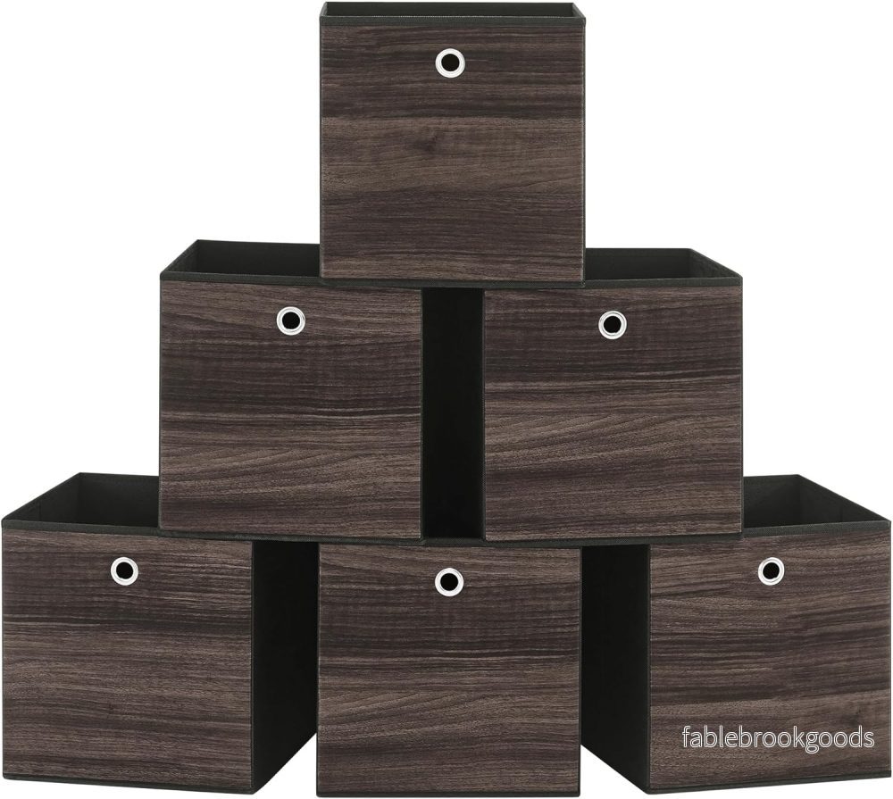 Förvaringsboxar – Hopfällbar design – Set om 6 – Mörkbrun Förvaringsboxar – Hopfällbar design – Set om 6 – Mörkbrun