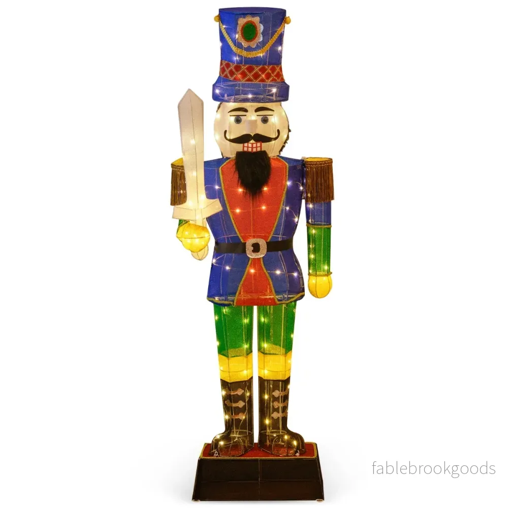 Jul – Nötknäckare Figur stor belyst juldekoration XXL – 184 cm – Färgglad