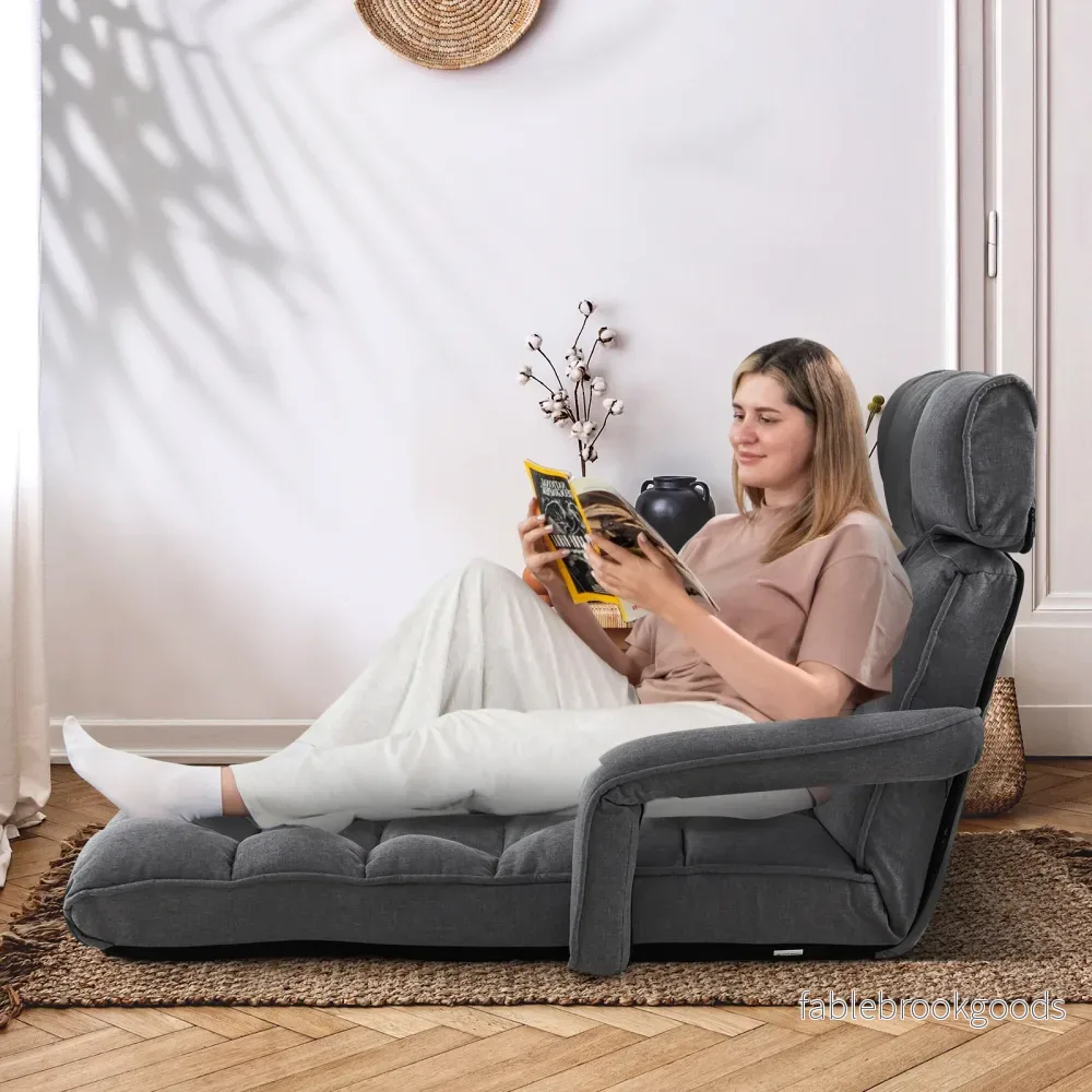 Fällbar – liggstol med justerbara positioner – 6 72 x 61 x 46,5 cm – Mörkgrå - Bild 3