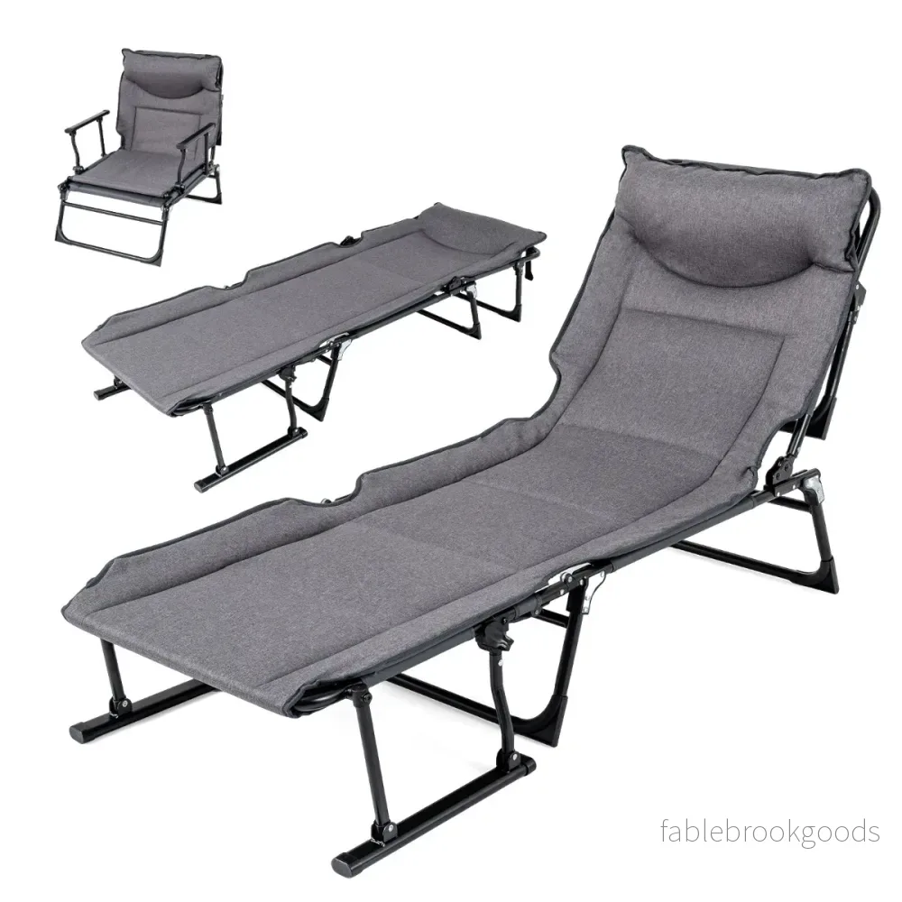 i – Trädgårdslounge med Huvudstöd och Justerbart Ryggstöd Vikbar Sollounge – 3 1 180 x 67,5 x 37 cm – Grå-svart