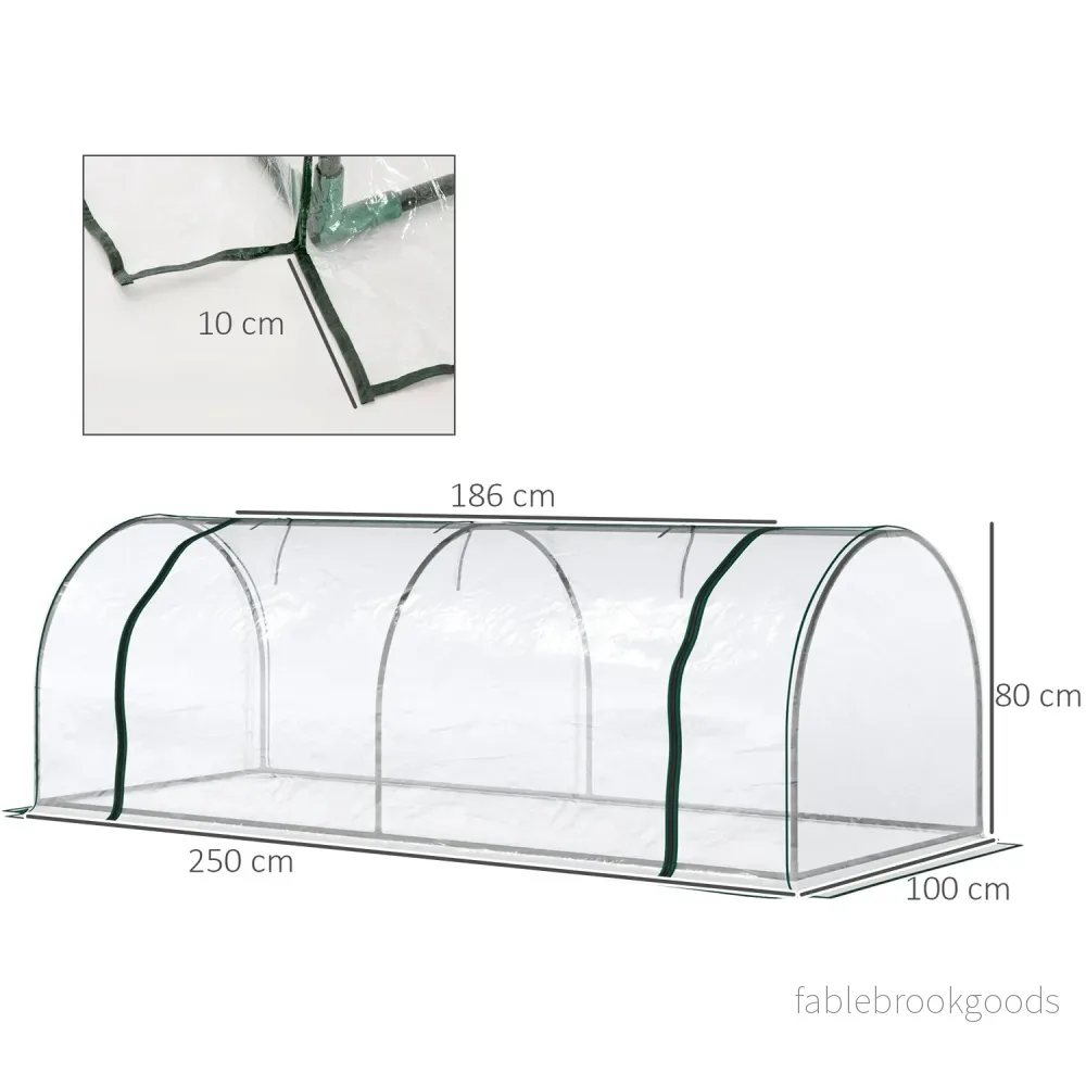 Växthus i stål PVC med dörr – 250x100x80cm kall ram - Bild 3