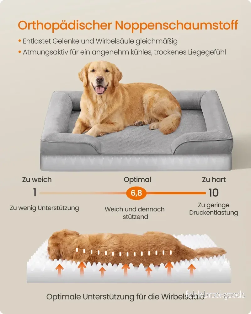 Orthopedisch Hondenbed - 112 x 81 cm - Verhoogde Rand - Wasbare Hoes - Grijs - Bild 3