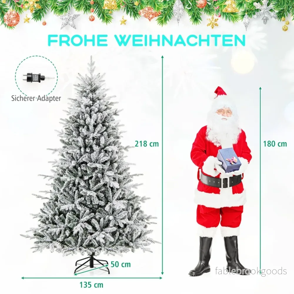 Hög – flockad julgran, konstgjord med ljuslägen och flerfärgade LED lampor – 8 350 218 cm – Vit - Bild 2
