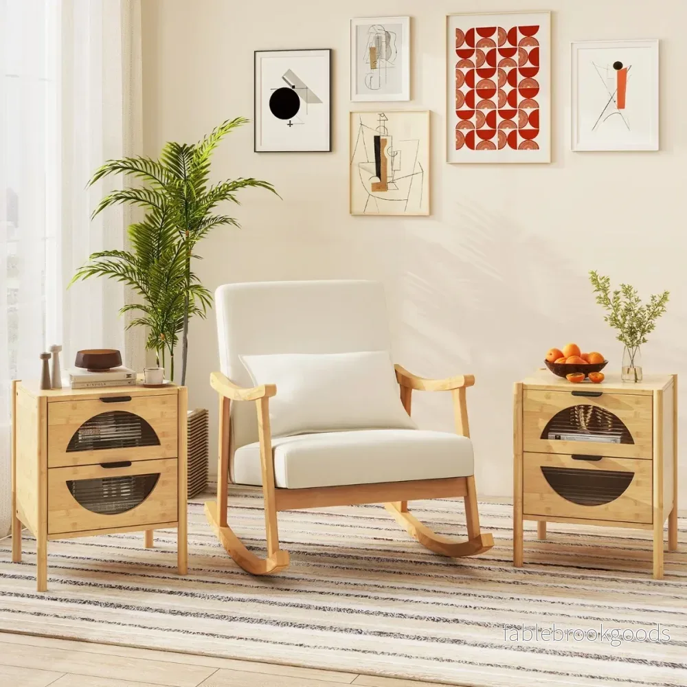 Bambu – nattduksbord med lådor Modernt sidobord Robust Nattkonsol – 2 – Natur - Bild 3