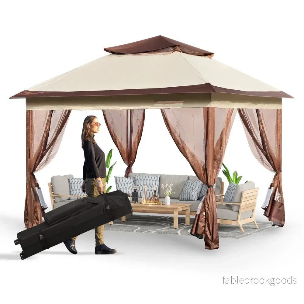 Bärbar Pop-Up Paviljong med Myggnät 3.3x3.3m