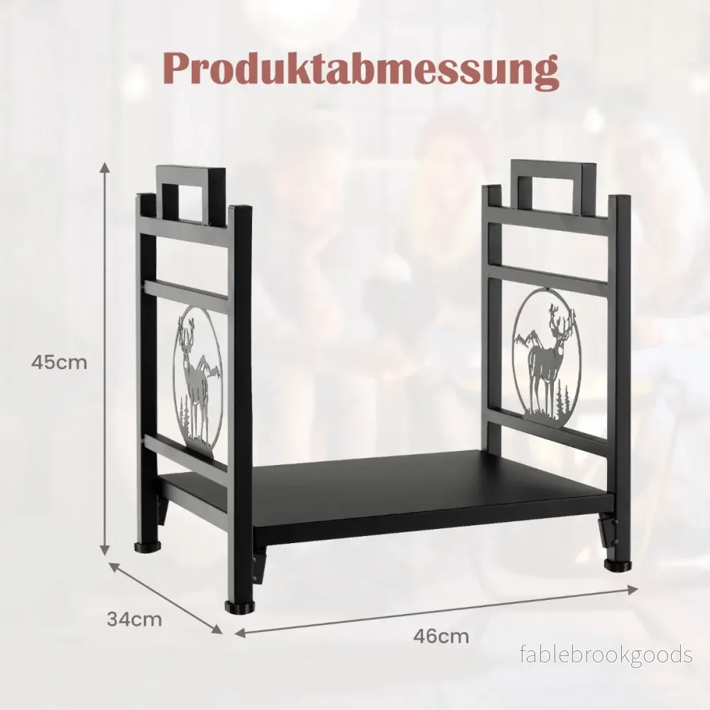 Vedställ – av metall med handtag och justerbara fotkuddar – 46 x 34 x 45 cm – Svart - Bild 3