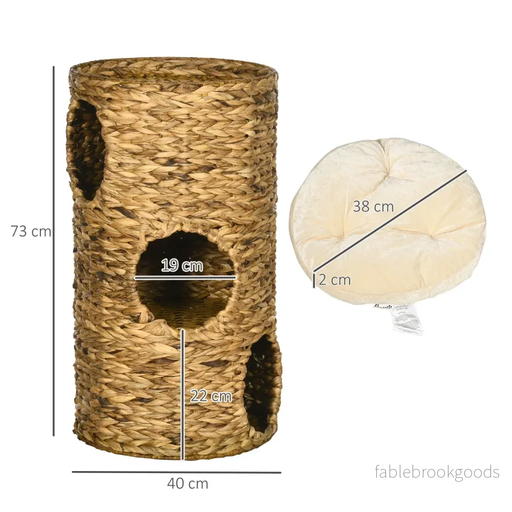 Cat Tower med 3 nivåer, dämpad, 73 cm – Vattenhyacint - Bild 3