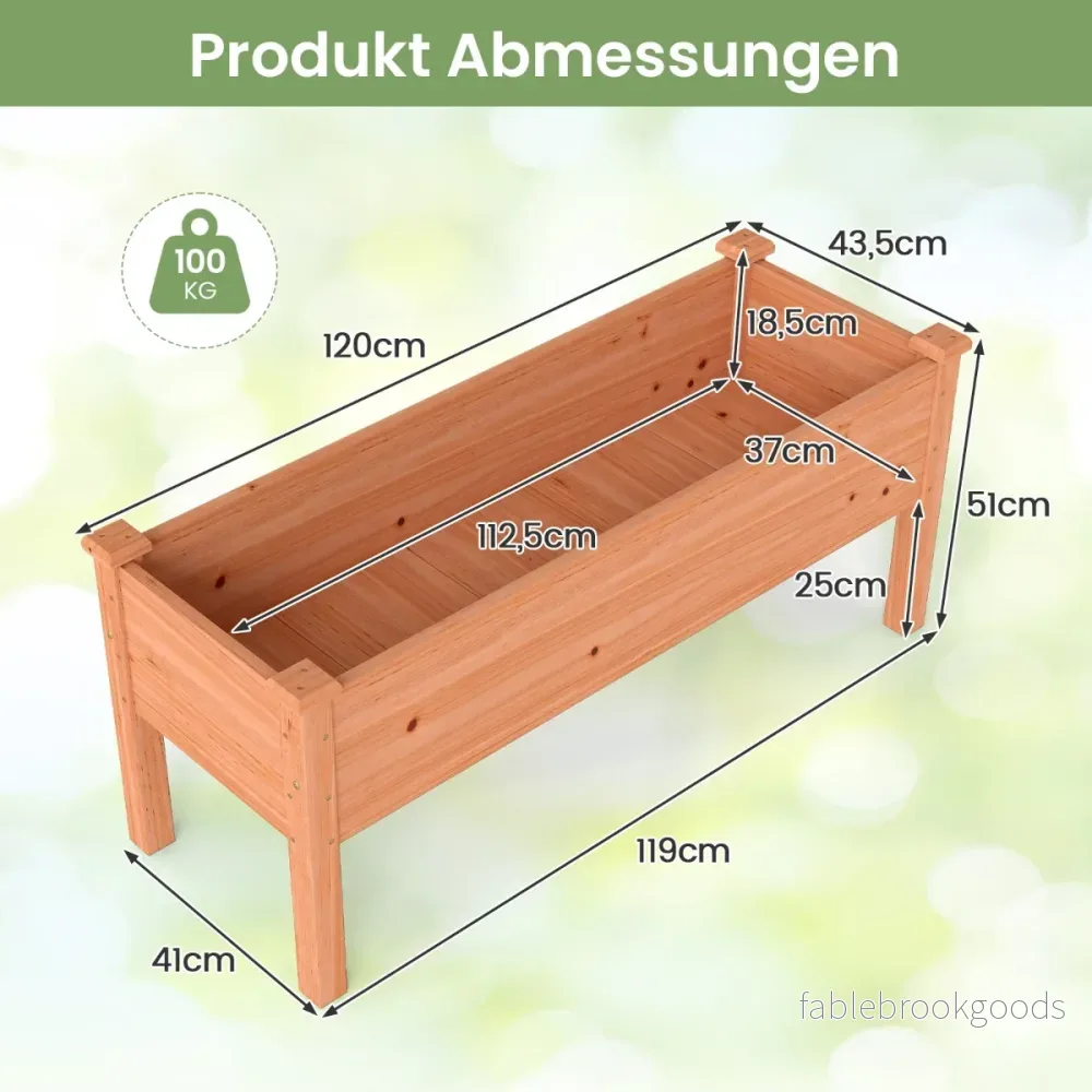 Upphöjd – odlingsbädd i trä för barn Odlingskorg med en belastningskapacitet på upp till – 120 x 43,5 x 51 cm 100 kg – Orange - Bild 2