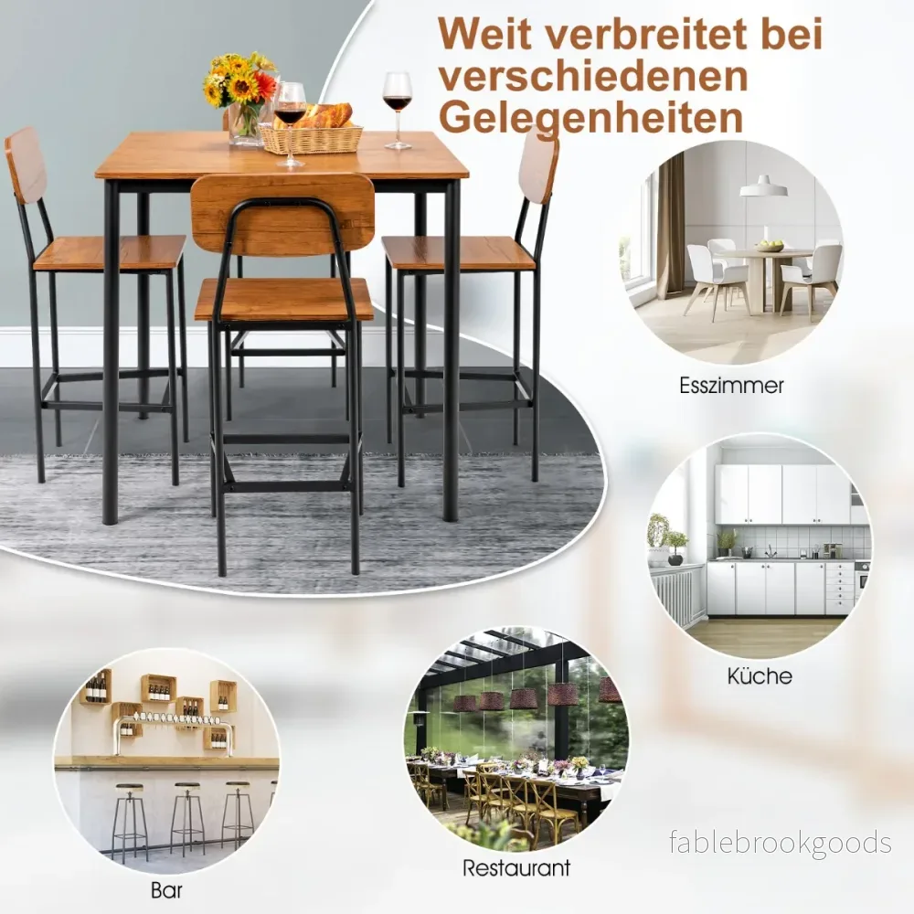 Matbordsset – delat med och barstolar – 5 4 – Valnöt - Bild 3