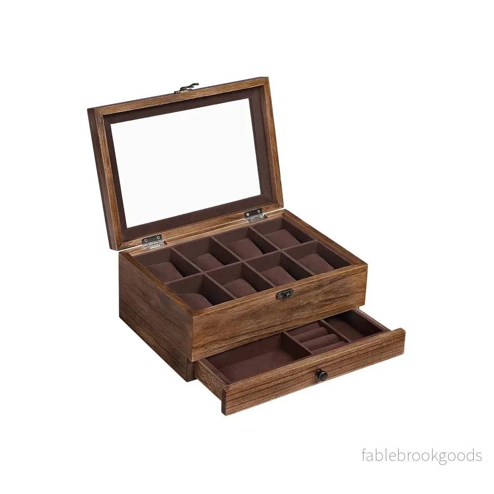 Klockbox – Glaslock – 8 fack – Valnöt Klockbox – Glaslock – 8 fack – Valnöt