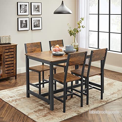 Matsalsstolar – Set om 2 – Industriell design – Vintage brun-svart - Bild 3