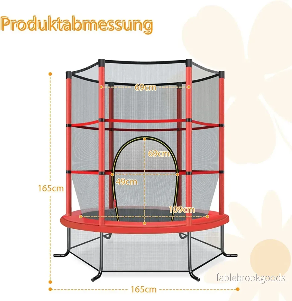 Trädgårdstrampolin – med skyddsnät Studsmatta upp till lastbar för barn från år – 135 kg 3 Ø 140 cm – Röd - Bild 2
