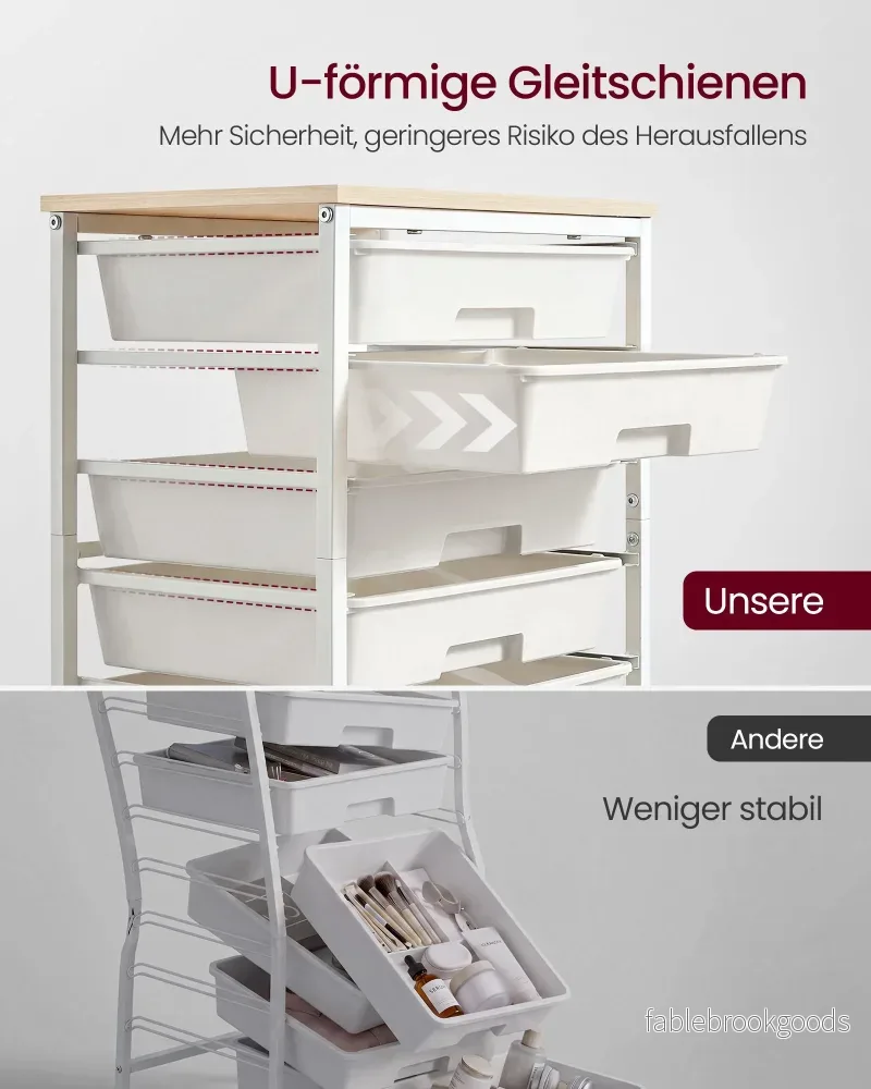 Rolwagen - Met Schuifladen op Wielen - Wit - 39,5 x 28,5 x 76,5 cm - Bild 3