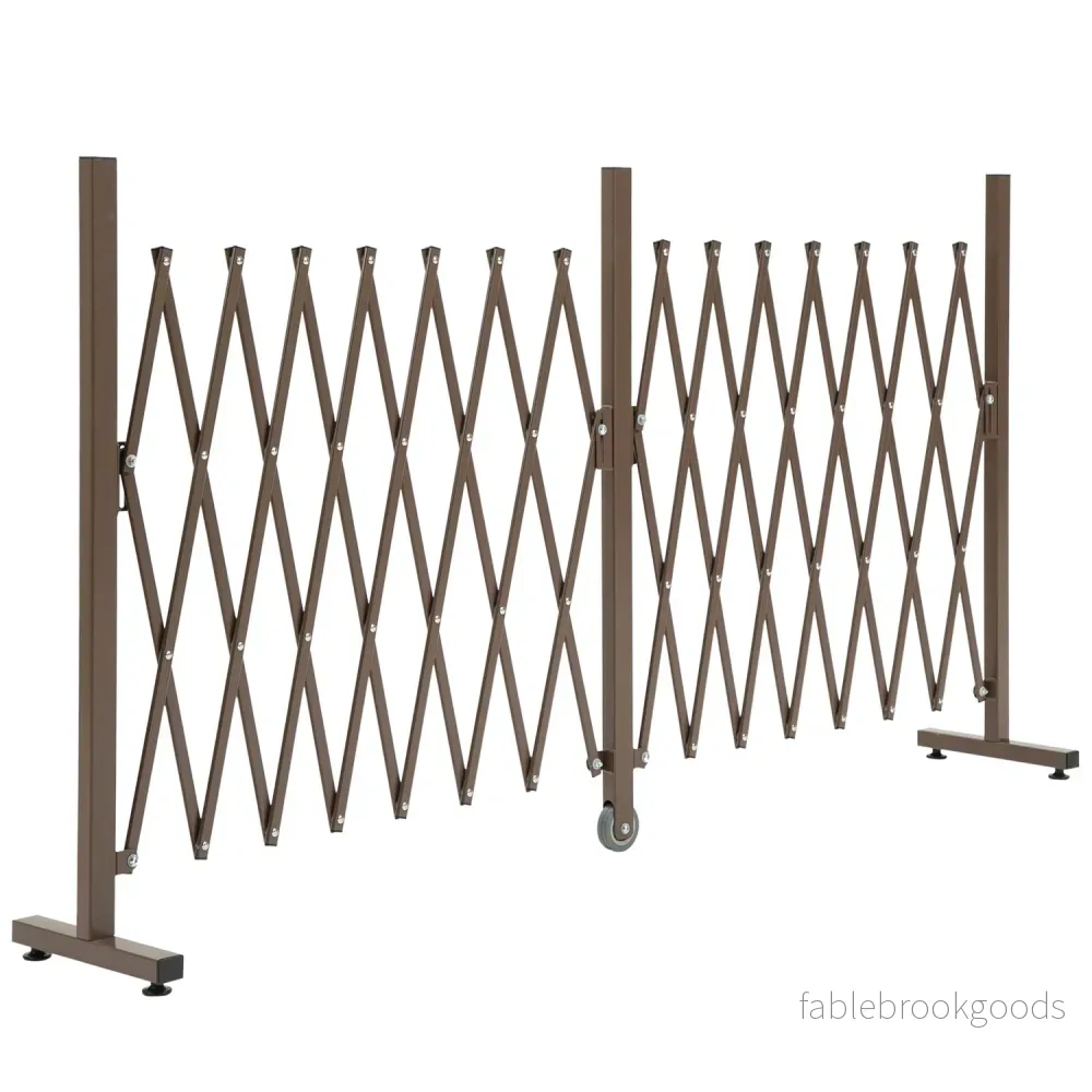 Expanderbar trädgårdsbarriär i aluminium, brun, 52-405 cm