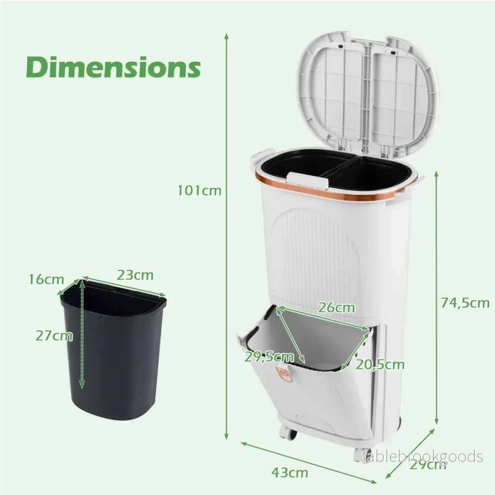38L – Soptunna med Utbytbar Hink och Lock Fotpedal Hjul Sopkärl – 2 – Vit - Bild 2