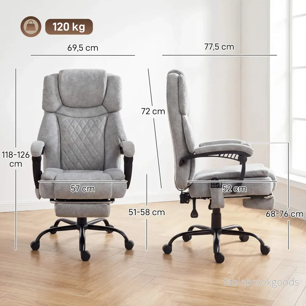 Ergonomisk kontorsstol med massage och värme, lutningsbar 135 - Bild 3