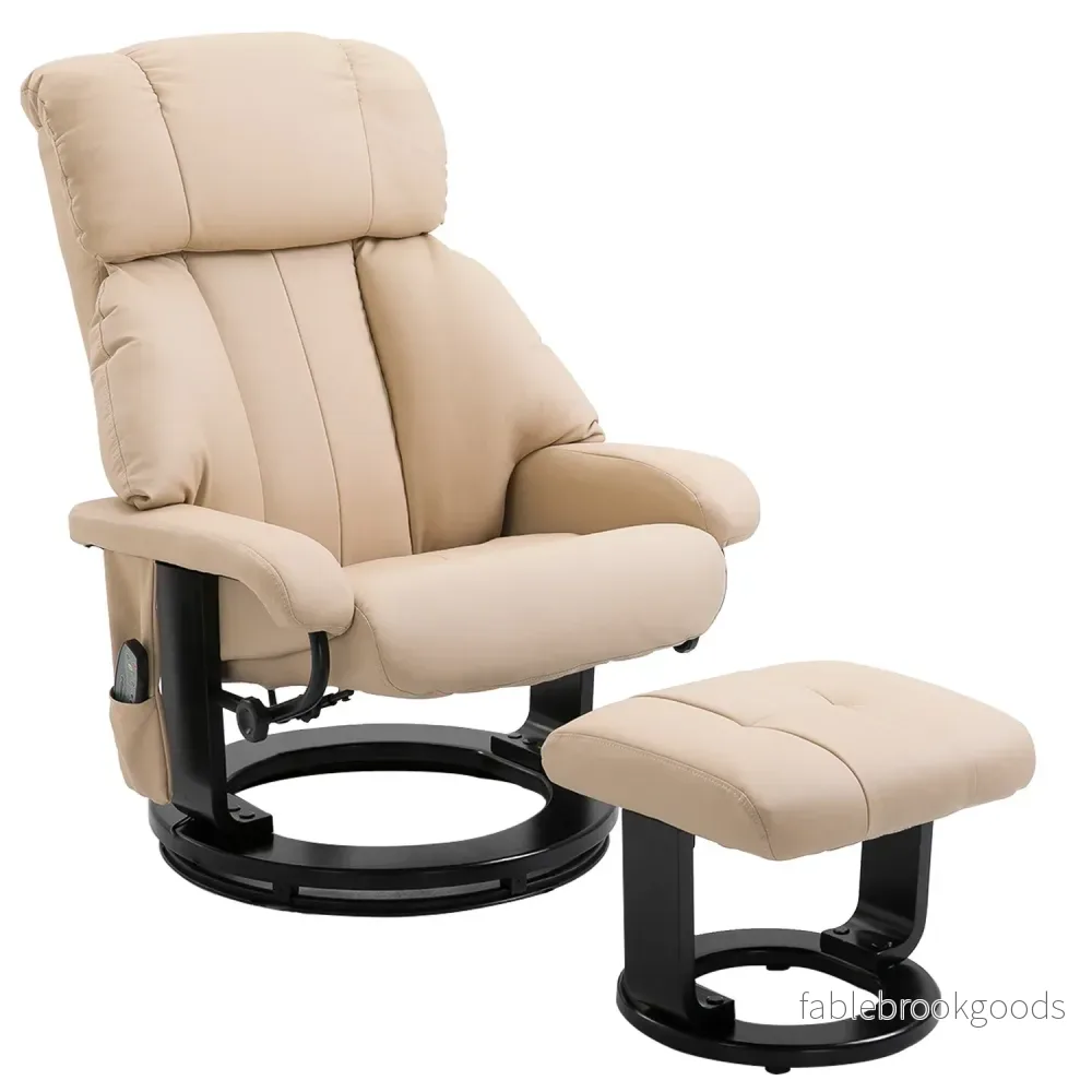 Beige Ergonomisk vilstol med massage & ottoman, 76x80x102 Cm Beige Ergonomisk vilstol med massage & ottoman, 76x80x102 Cm
