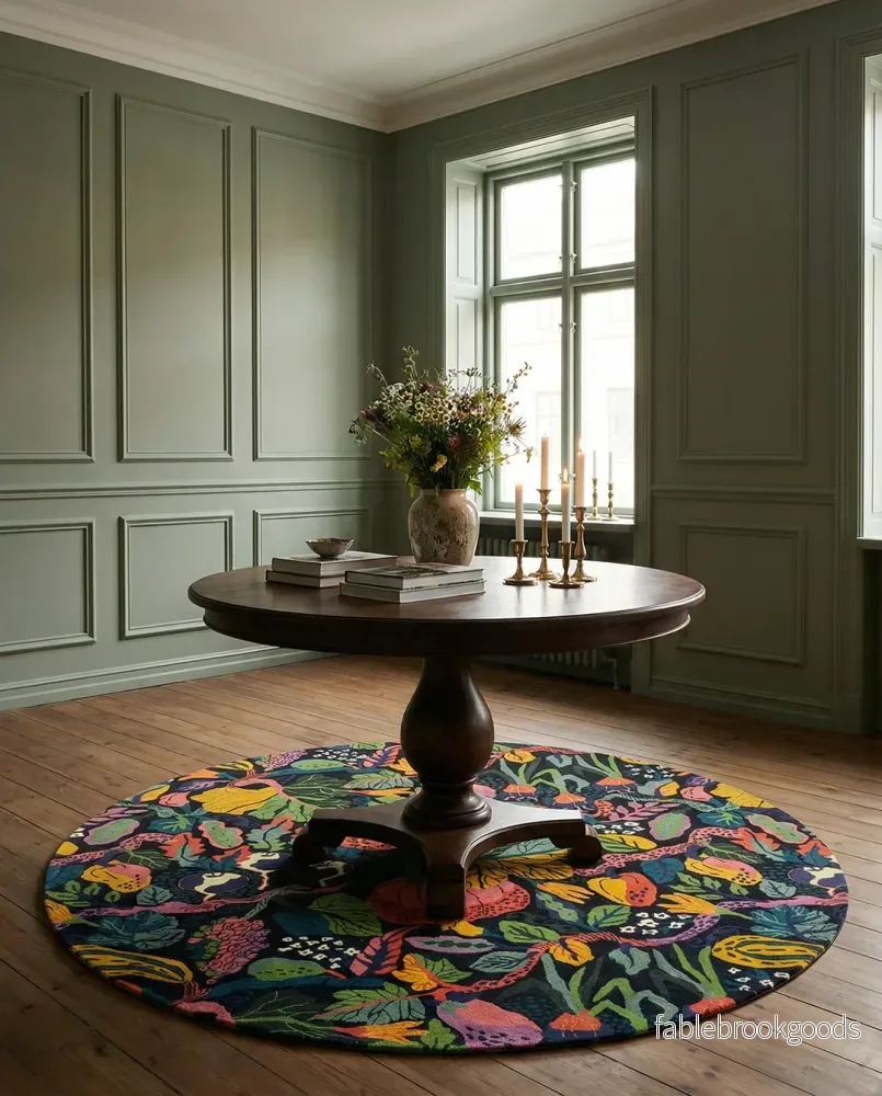 Måttanpassad Matta Heritage Garden Rund Charcoal Multi - Bild 3