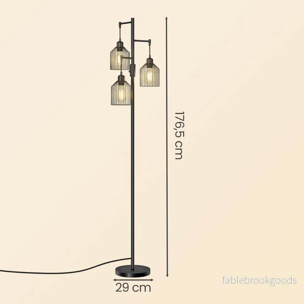 Staande lamp - 29 x 32 x 176,5 cm - 3 E27 fittingen - zwart - 4 kg - Bild 3