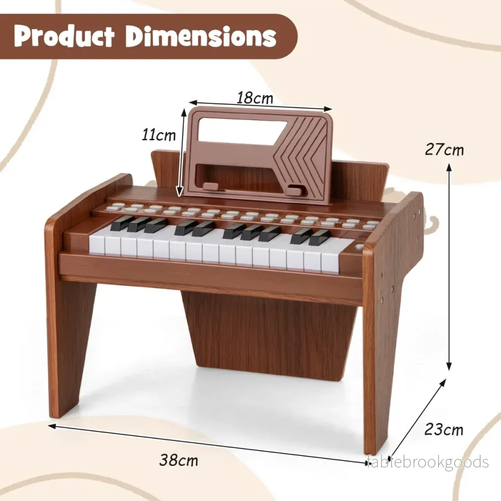 Tangent – Keyboard Barn Mini Digitalt Piano Träleksak med Inställbar Hastighet – 25 – Brun - Bild 2