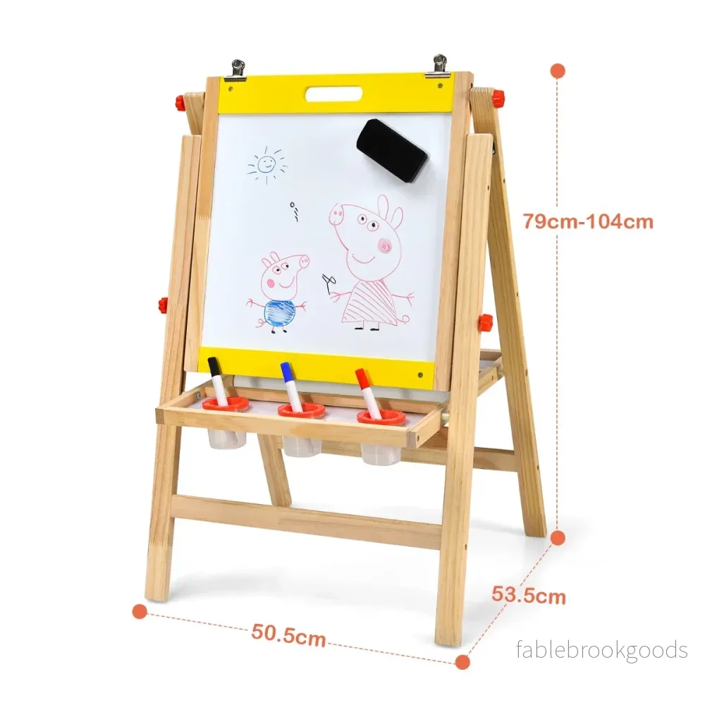 i – barnbräda Vikbar Höjdjusterbar träskiva för Natur + – 3 1 50,5 x 53,5 x 79-104 cm – Gul - Bild 3