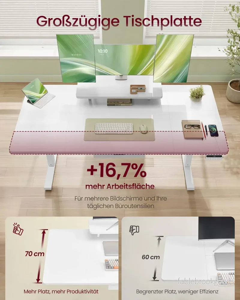 Skrivbord – Justerbart i höjdled – Monitorstativ och USB – Arbetsplats - Bild 3