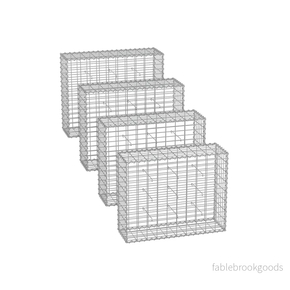 Set med 4 gabioner – 100 x 80 x 30 cm – silver Set med 4 gabioner – 100 x 80 x 30 cm – silver
