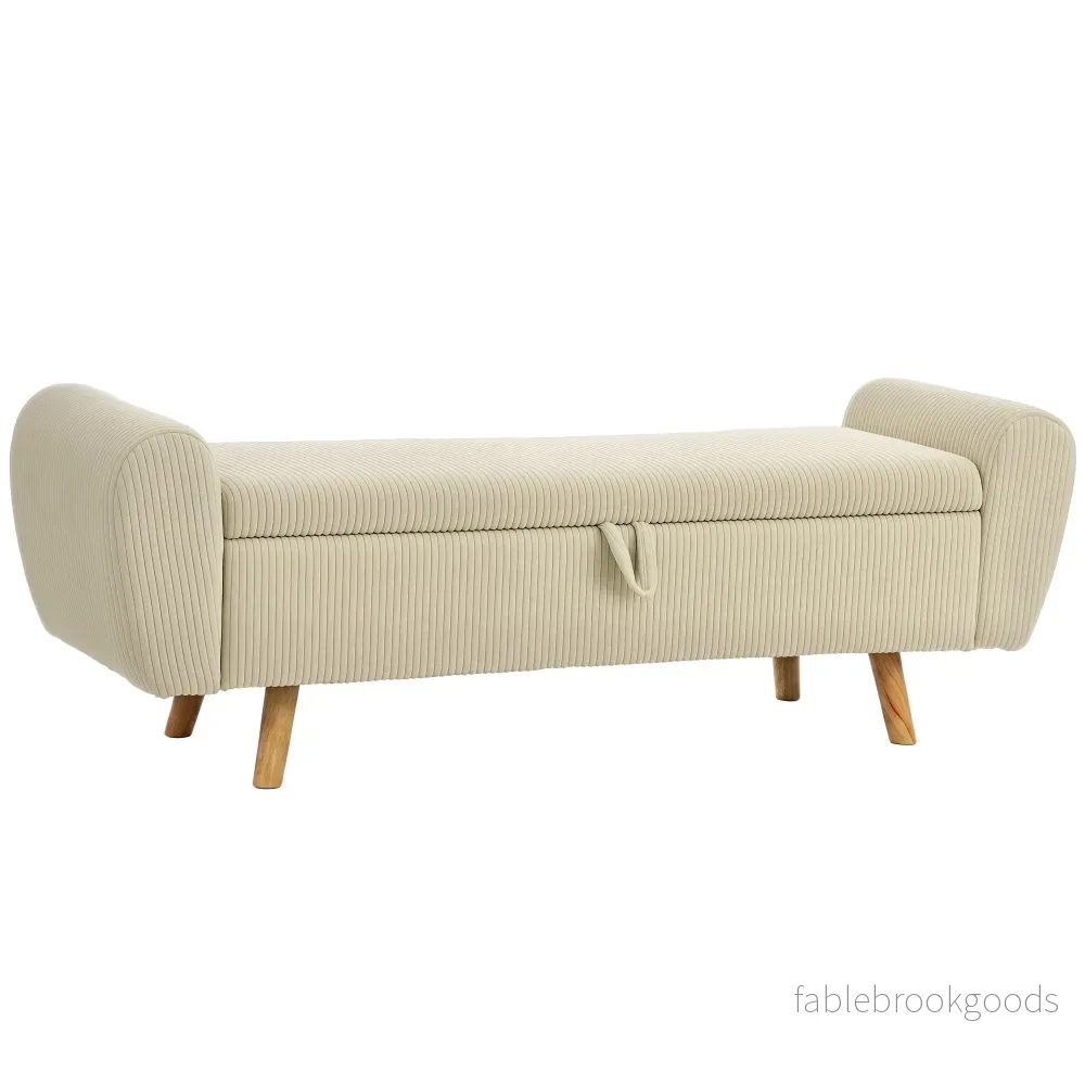 Förvaringsbänk med dolt fack, beige manchester, 150 cm