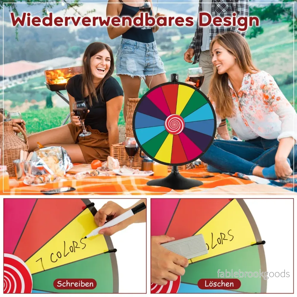 Lyckohjul – med stativ Prishjul Höjdjusterbart tävlingshjul Färgglatt – Ø 60 cm – Färgglad - Bild 2