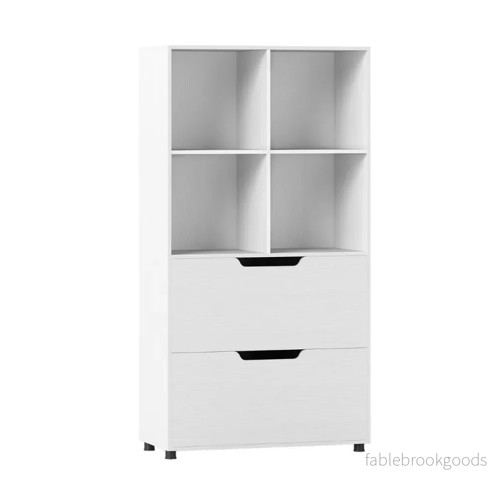Kub – Bokhylla med Låda steg fristående – 4 2 130 cm 5 – Vit