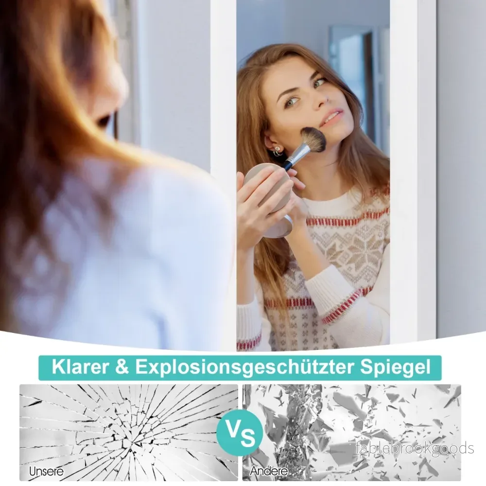 Speglat – smyckesskåp med fullängdsspegel – 31,5 x 8,5 x 110 cm – Vit - Bild 2