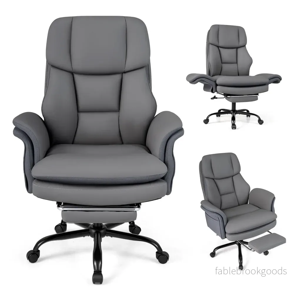 Ergonomisk – kontorsstol, höjdjusterbar chefstol med fem hjul och utdragbar fotstöd