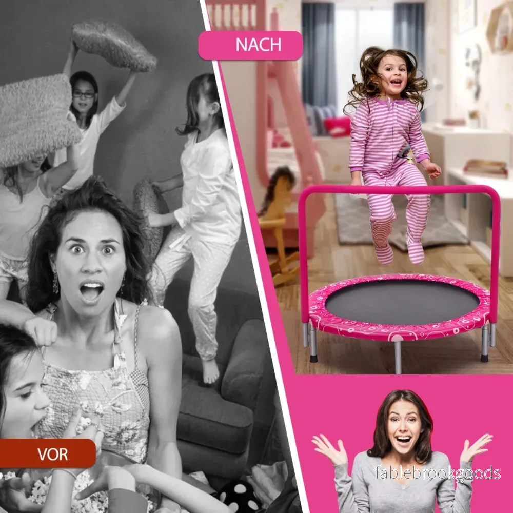 Barnstudsmatta – ministudsmatta med handtag hopfällbar upp till lastkapacitet + – 150 kg Ø 92 cm – Rosa och svart - Bild 3