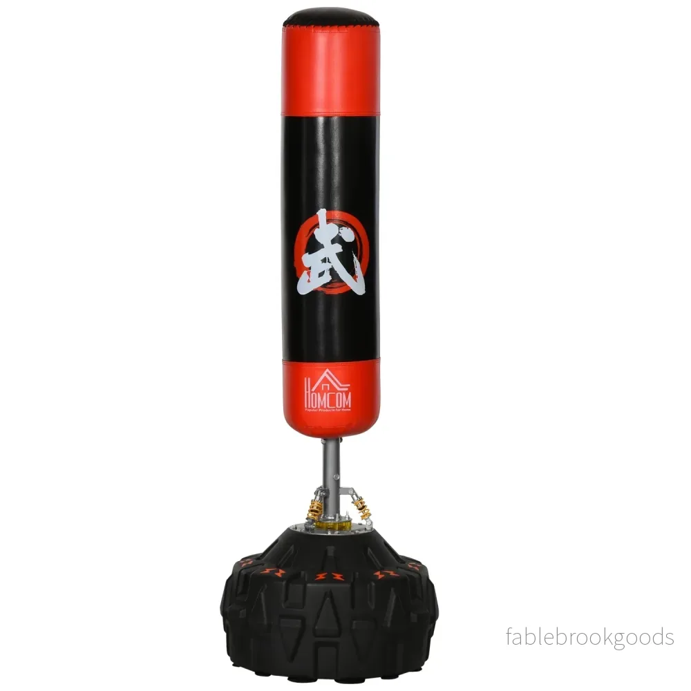 Fristående boxningssäck, sugbas, 180cm, svart/röd