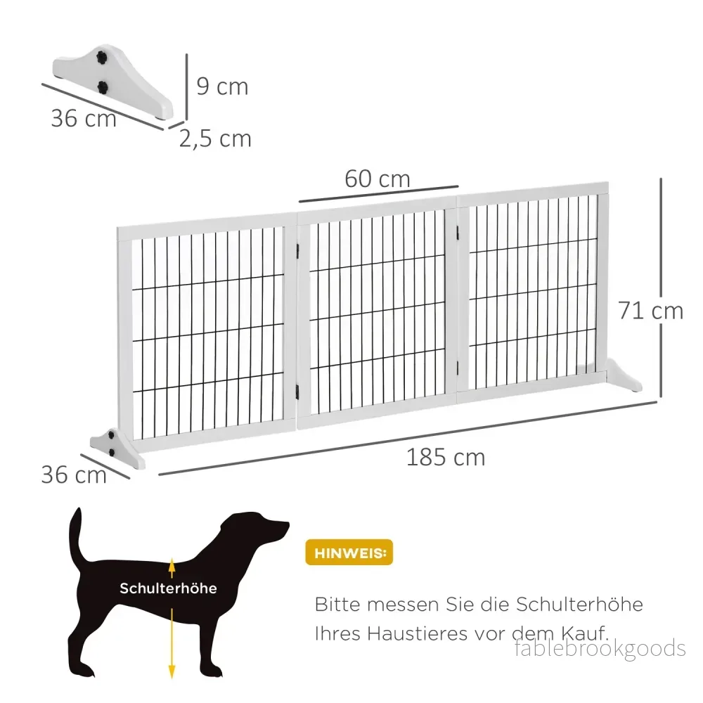 Hundspärrport, Furu, Vit, 185x36x71 cm - Bild 3