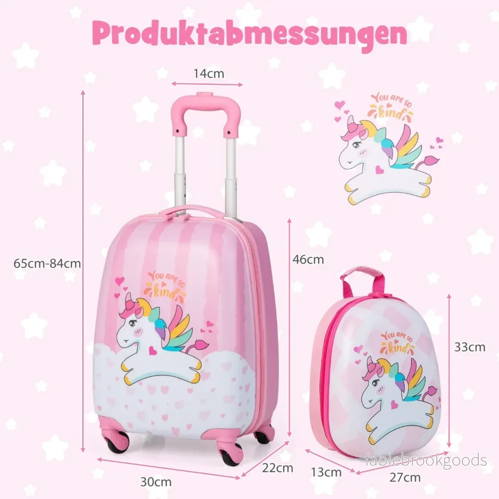 Resväska – set st Unicorn 16'' + 12'' ryggsäck – 2 – Rosa - Bild 2