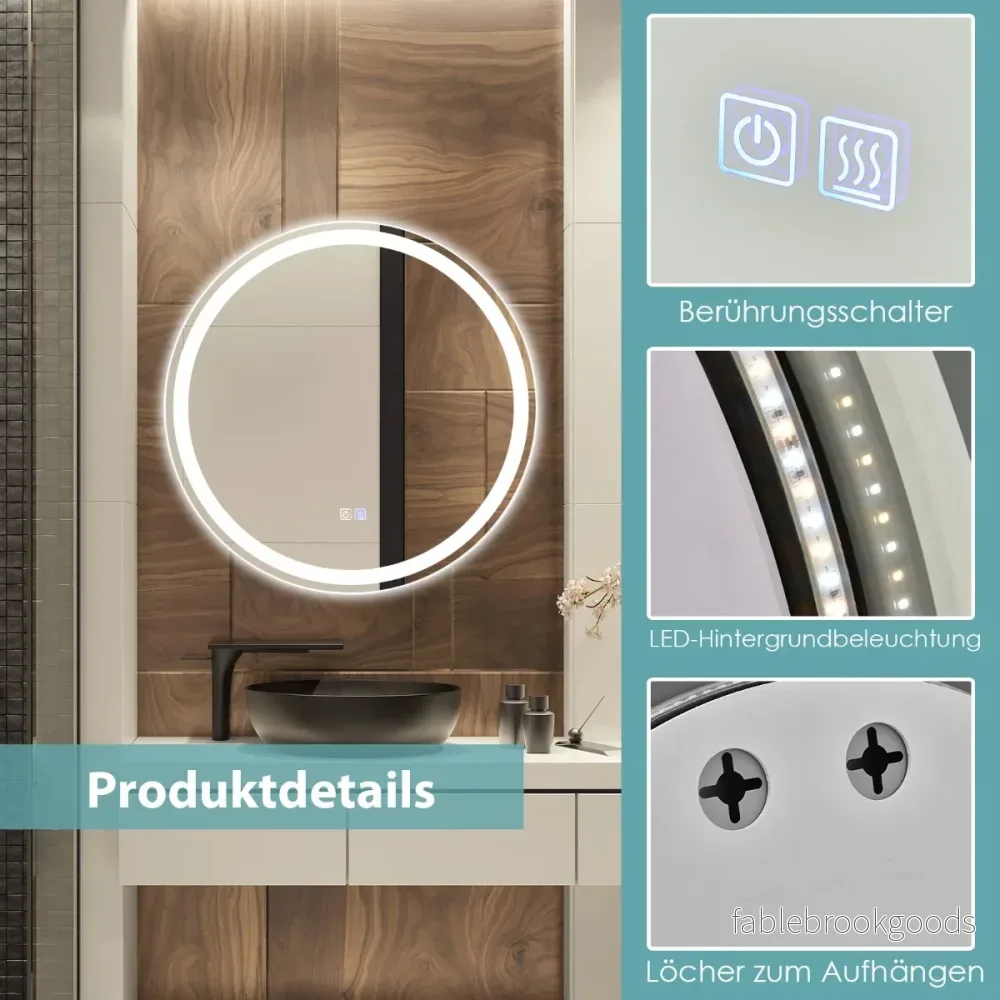 Rund – LED spegel för väggmontage K – 3000 6000 Ø 60 cm – Silver - Bild 2