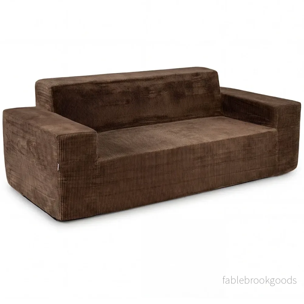 Korvdé – sitssoffa loveseat med högt ryggstöd, breda armstöd och djup sittplats – 3 – Brun