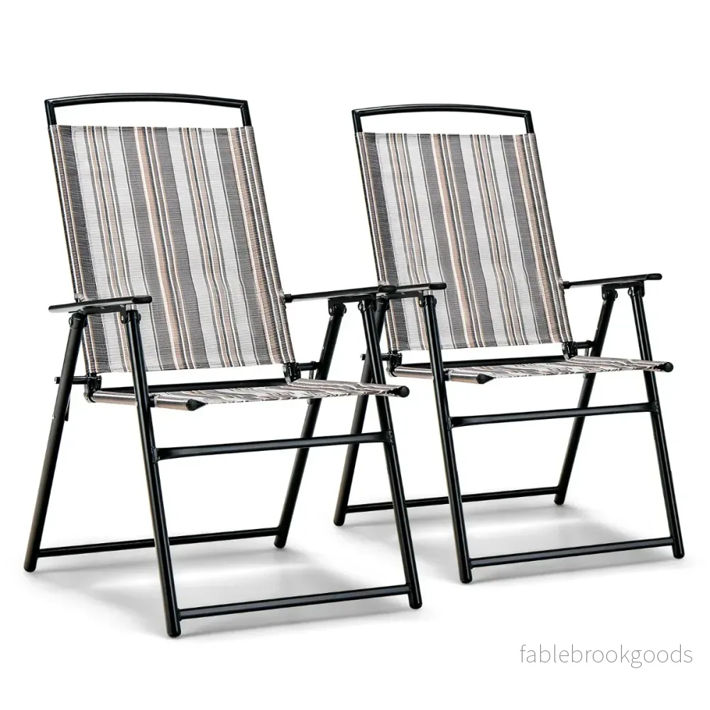 Set – med trädgårdsstolar Fällbara armstöd – 2 51 x 61,5 x 92 cm – Grå