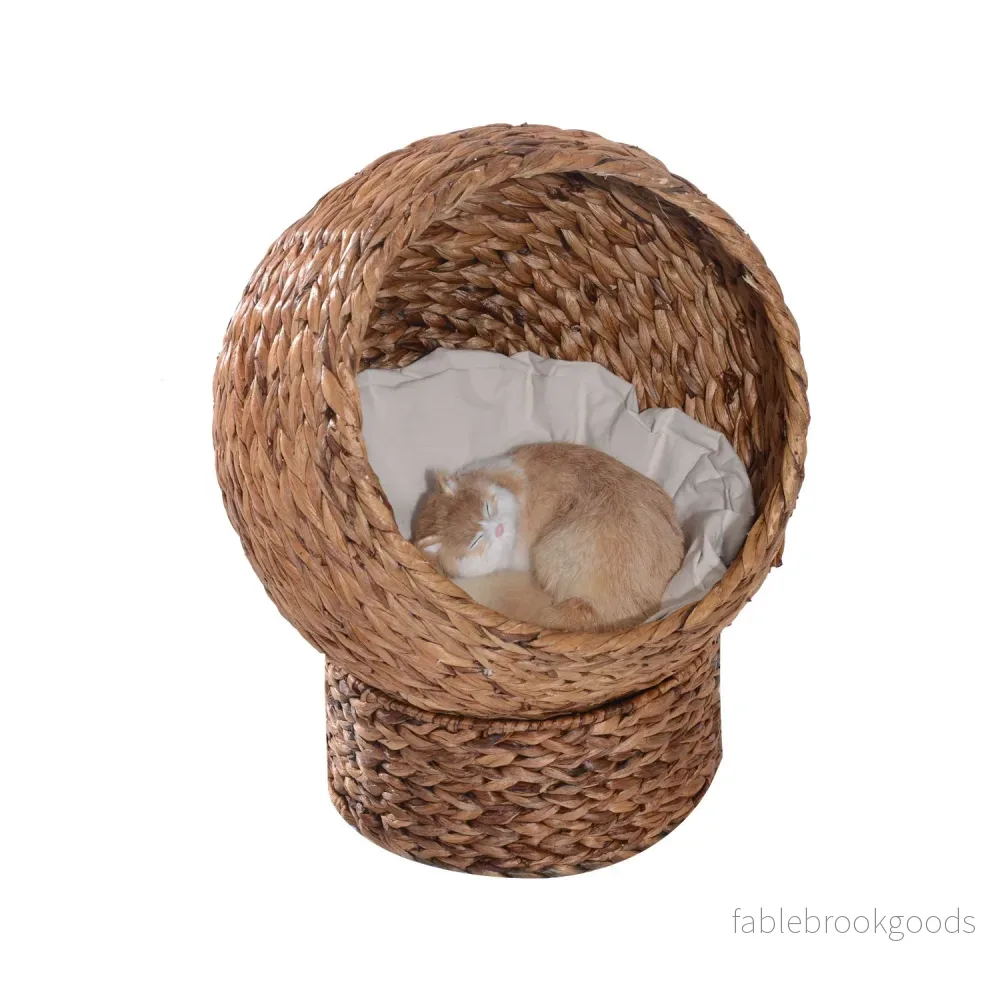 Rattan Cat Cave Bed Med Kudde, Vattenhyacint, 50cm